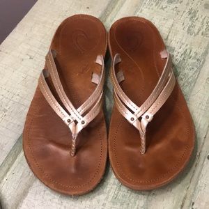Olakai gold flip flops, size 7